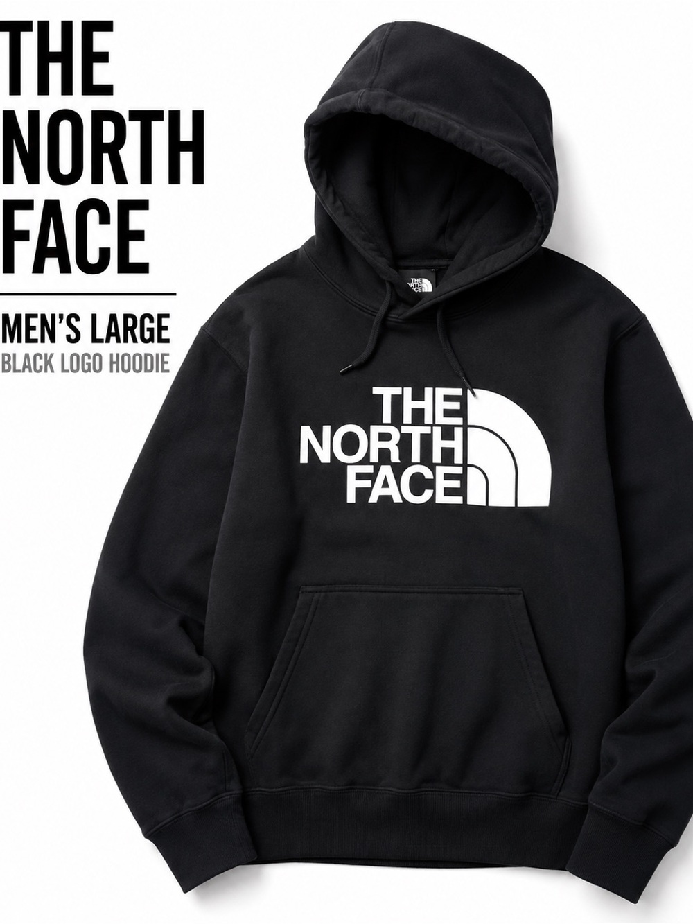 The North Face Men’s Large Black Logo Pullover Hoodie Fleece